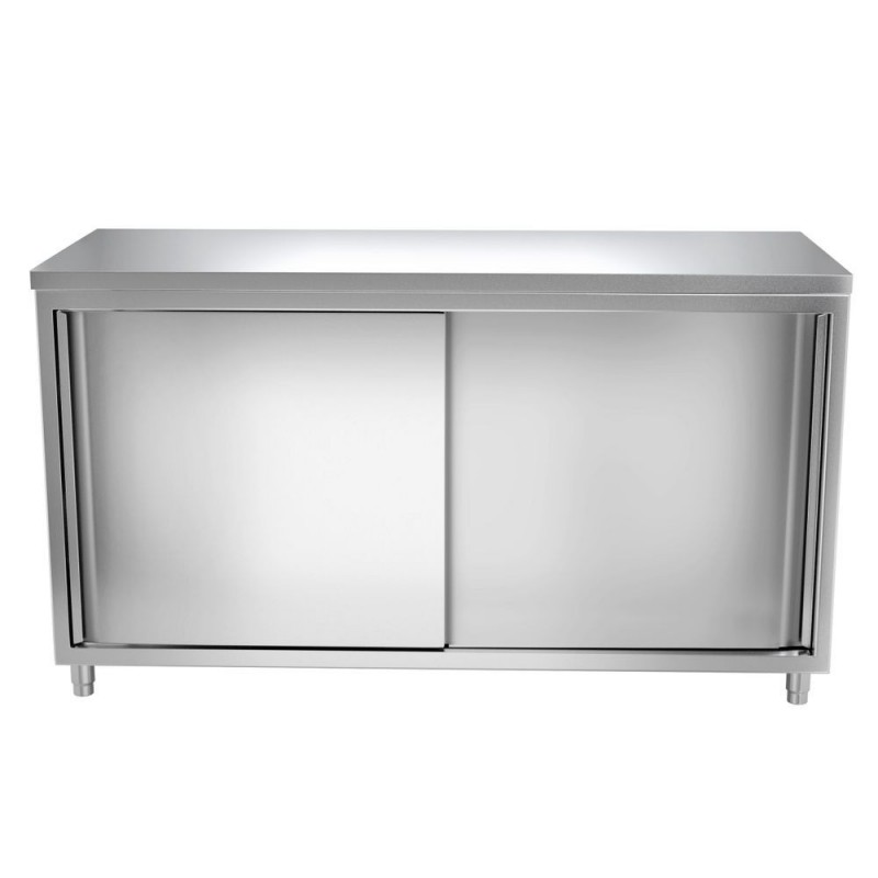 Meuble bas inox central traversant neutre - 1600 x 600 x 870 mm