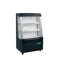 Vitrine réfrigérée ouverte basse en noir +5 à +8°C - 915 x 640 x 1540 mm - 289 / 242 L