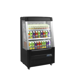 Vitrine réfrigérée ouverte basse en noir +5 à +8°C - 915 x 640 x 1540 mm - 289 / 242 L