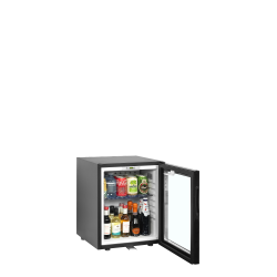 Minibar à Porte Vitrée: Présentation Produits, Température +5 à +14°C, 402x425x505 mm, Capacité 27/24 L