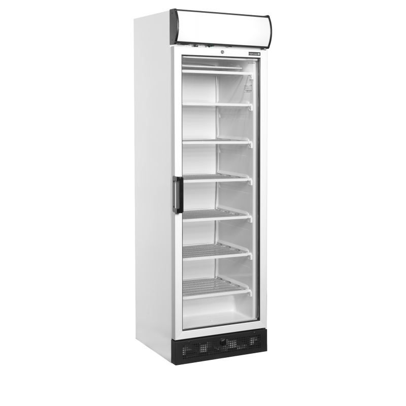 Vitrine Froid Négatif: Porte Vitrée Chauffée, Caisson Lumineux, -24 à -14°C, 595x640x1980 mm, 300/270 L