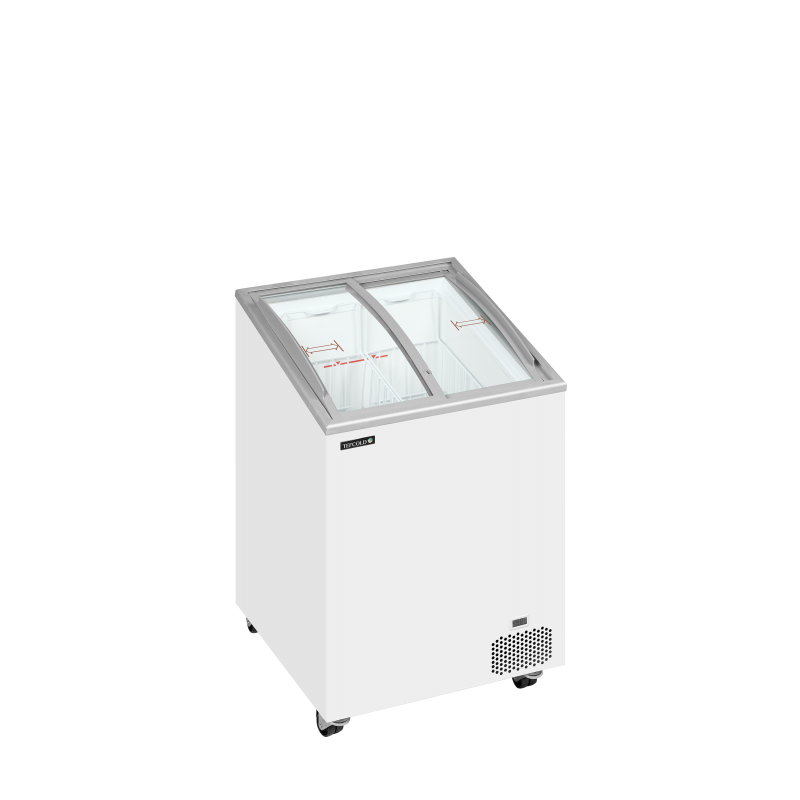 Congélateur Coffre Pro 100/85L avec Couvercles Coulissants Vitrés Bombés, Température -24 à -14°C