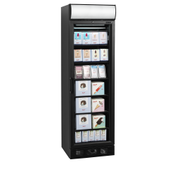 Black Negative Cold Display with Heated Glass Door & Light Box, -24 to -14°C, 595x640x1980mm, 300/270L