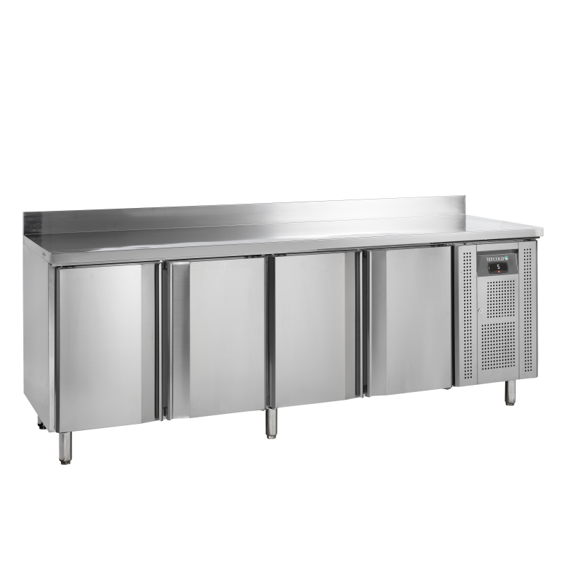 Comptoir Réfrigéré Inox GN1/1, Température -2 à +8°C, 2230x700x960 mm, Capacité 616/393 L, avec Étagères