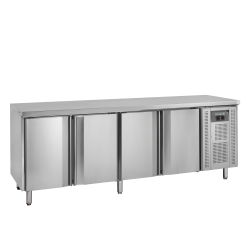 Comptoir Réfrigéré Inox GN1/1, Température -2 à +8°C, 2230x700x860 mm, Capacité 616/393 L, avec Étagères