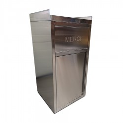 Poubelle snack en inox sur roulettes avec bac plastique
