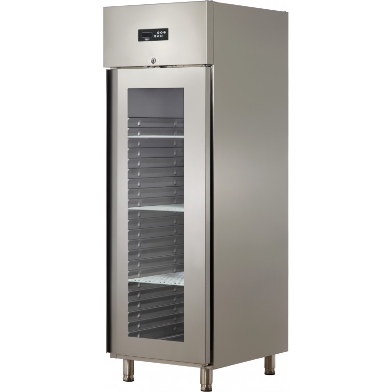 Armoire réfrigérée emboutie gn 2/1 - positive - 1 porte vitrée