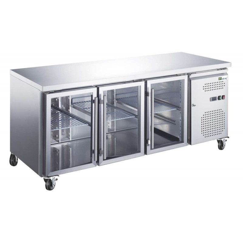 Table réfrigérée positive gn 1/1 - prof 700 - 3 portes vitrées