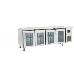 Table réfrigérée positive gn 1/1 - prof 700 - 4 portes vitrées