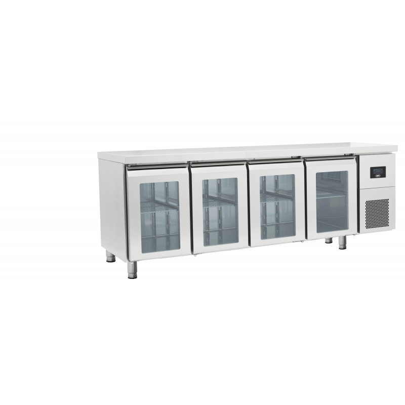 Table réfrigérée positive gn 1/1 - prof 700 - 4 portes vitrées