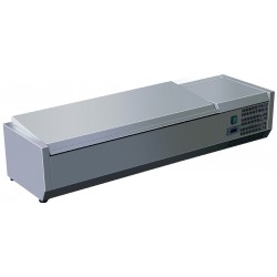 Vitrine réfrigérée à poser avec couvercle inox - 4 bacs gn 1/3 - prof 395 mm
