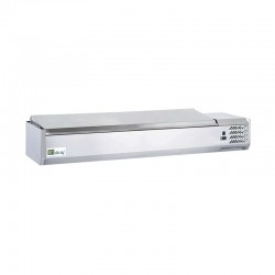 Vitrine réfrigérée à poser avec couvercle inox - 4 bacs gn 1/3 + 1 bac gn 1/2 - prof 395 mm