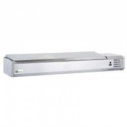 Vitrine réfrigérée à poser avec couvercle inox - 7 bacs gn 1/3 + 1 bac gn 1/2 - prof 395 mm