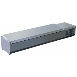 Vitrine réfrigérée à poser avec couvercle inox - 9 bacs gn 1/3 - prof 395 mm