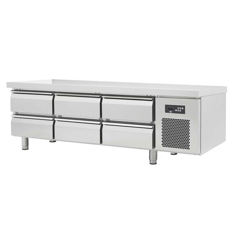 Soubassement réfrigéré positif - 6 tiroirs - prof 600 mm