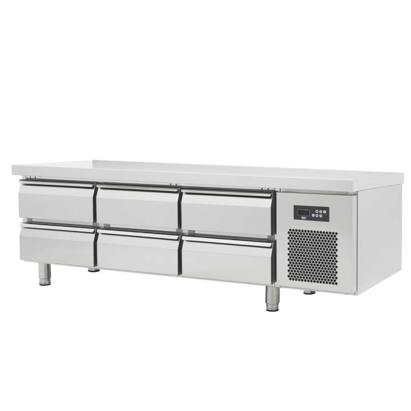 Soubassement réfrigéré positif - 6 tiroirs - prof 600 mm