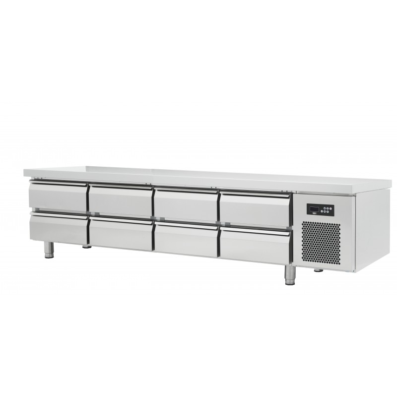Soubassement réfrigéré positif - 8 tiroirs - prof 600 mm