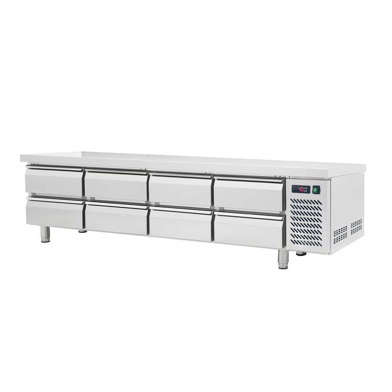 Soubassement réfrigéré positif - 8 tiroirs gn 1/1 - prof 700 mm