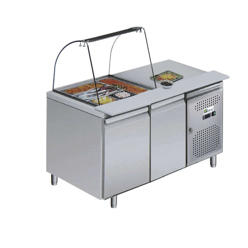 Table refrigérée 2 portes + saladette ouverte