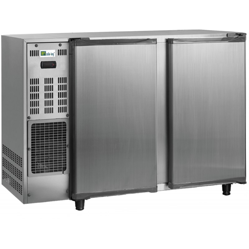Arrière-bar inox groupe logé - 2 portes pleines