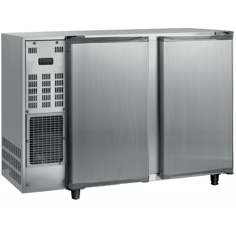 Arrière-bar inox groupe logé - 2 portes pleines