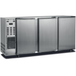 Arrière-bar inox groupe logé - 3 portes pleines