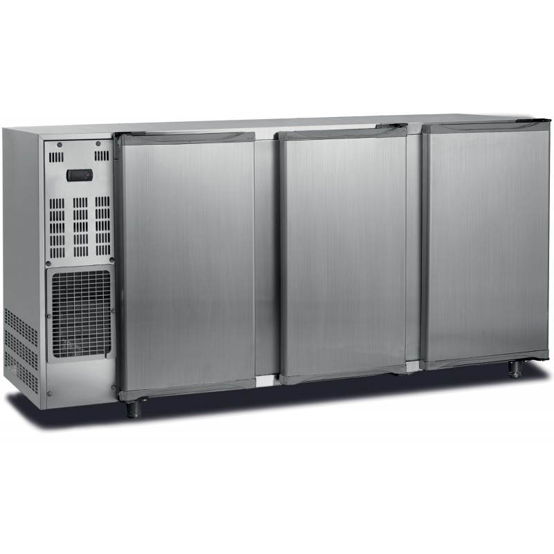 Arrière-bar inox groupe logé - 3 portes pleines
