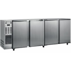 Arrière-bar inox groupe logé - 4 portes pleines
