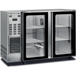 Arrière-bar inox groupe logé - 2 portes vitrées