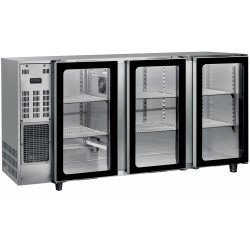 Arrière-bar inox groupe logé - 3 portes vitrées