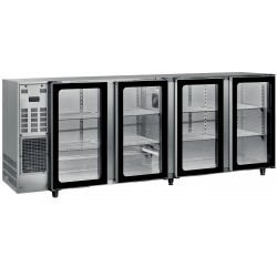 Arrière-bar inox groupe logé - 4 portes vitrées