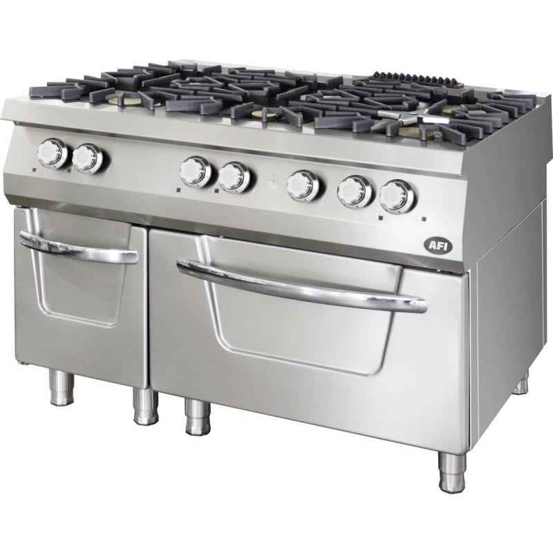 Fourneau gaz sur four gaz - gamme 900 - 6 feux