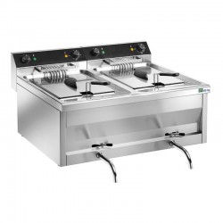 Friteuse de table électrique avec vidange - 2 x 9 l