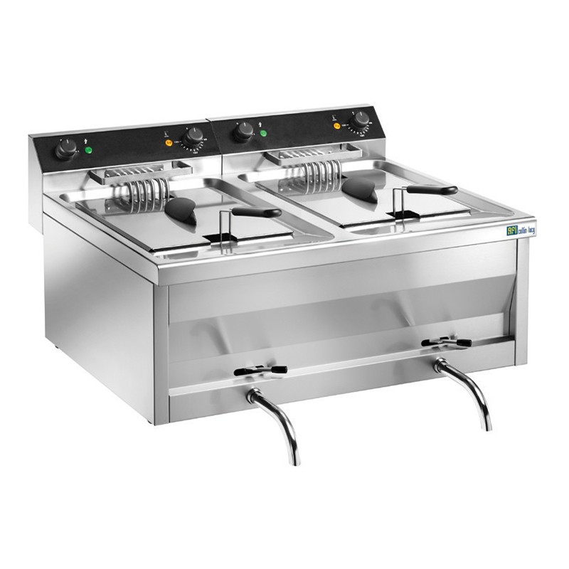 Friteuse de table électrique avec vidange - 2 x 9 l