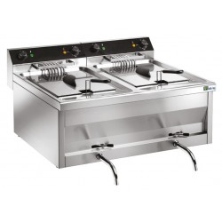 Friteuse de table électrique avec vidange - 2 x 12 l