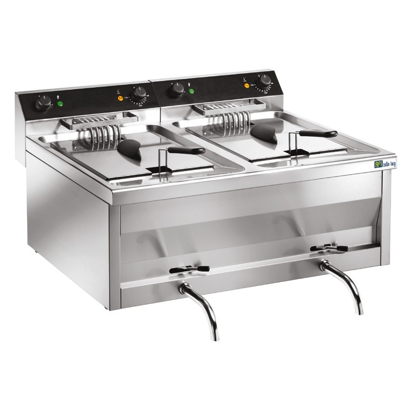 Friteuse de table électrique avec vidange - 2 x 12 l