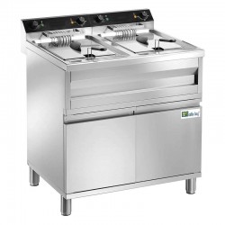 Friteuse sur coffre électrique avec vidange - 2 x 9 l