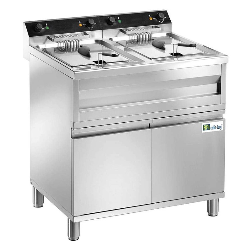 Friteuse sur coffre électrique avec vidange - 2 x 12 l