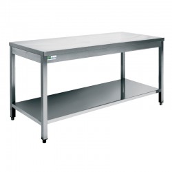 Table inox avec tablette inférieure - série 600 - long. 2200 mm
