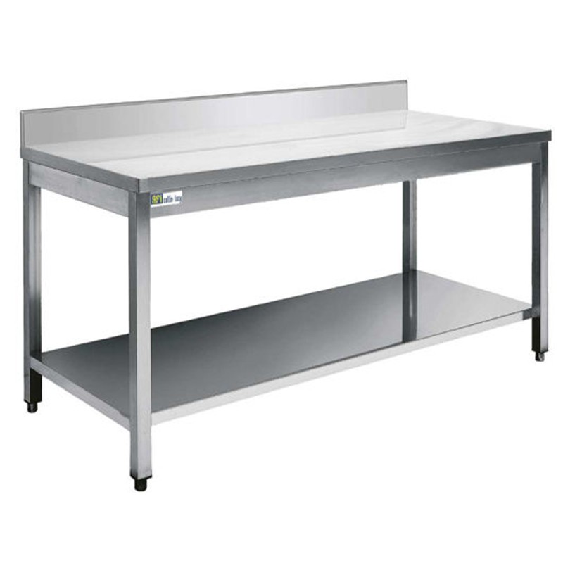 Table inox avec dosseret et tablette inférieure - série 700 - long. 1300 mm Table inox avec dosseret et tablette inférieure - série 700 - long. 1300 mm