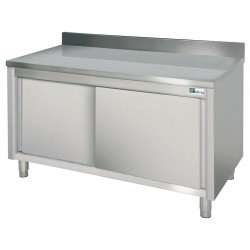 Meuble de rangement neutre inox avec dosseret - série 700 - long. 2300 mm