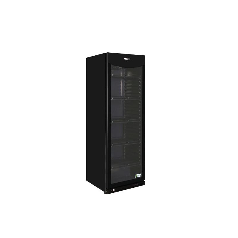 Armoire à boisson positive - finition noire - 1 porte vitrée - 382 l