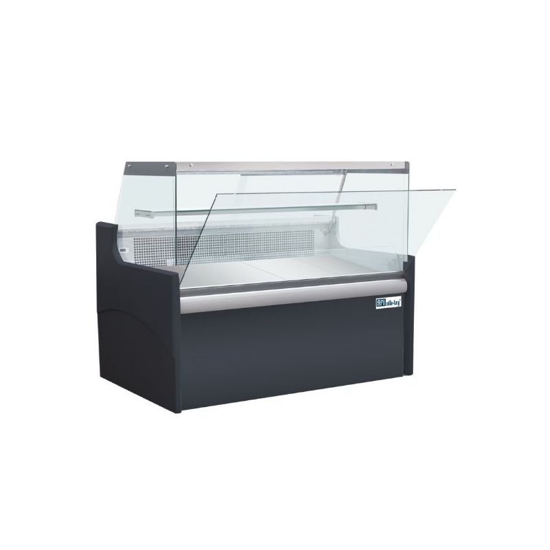 Comptoir d'exposition gris - vitrage droit - prof 900 mm - froid ventilé