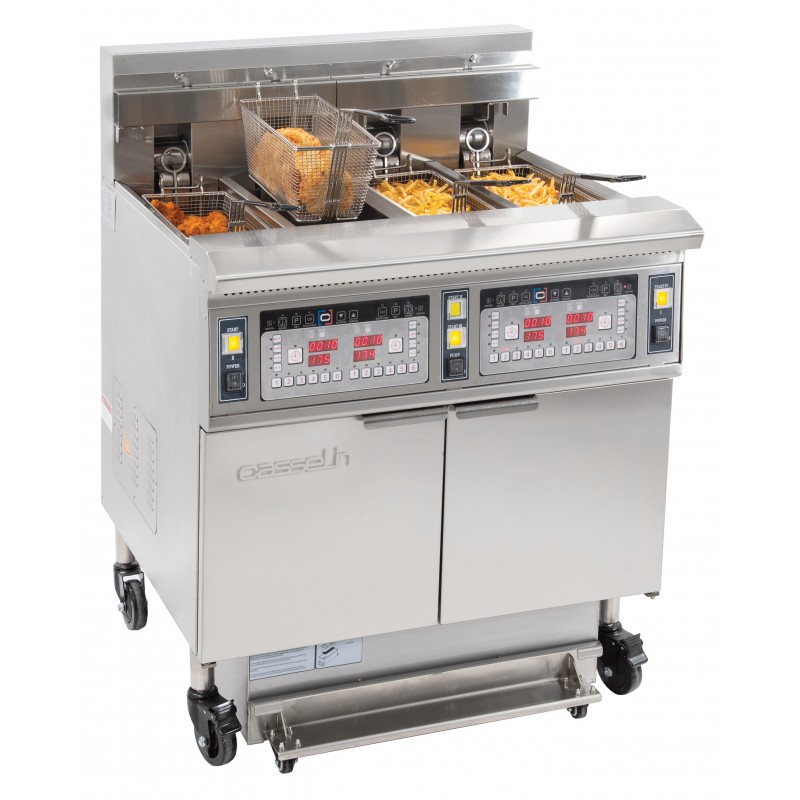Friteuse électrique avec filtration 4 x 12 litres 17+17kW