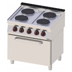 Fourneau électrique 4 feux avec four électrique ventilé GN 1/1 80