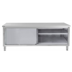 Table de travail Inox 600 avec portes coulissantes 1400 mm
