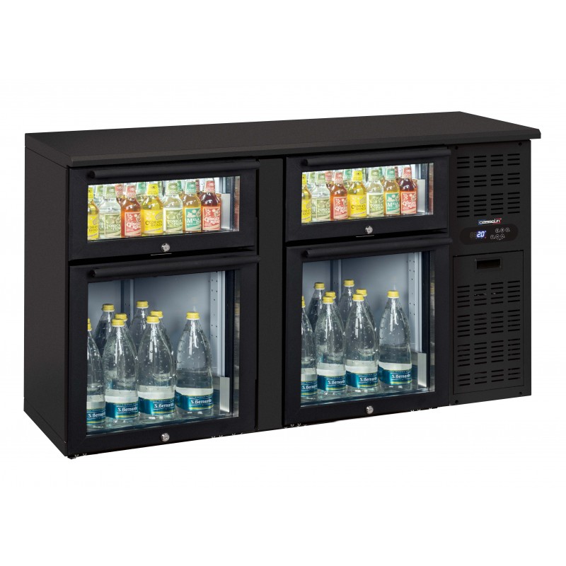 Arrière bar 2 x 2 tiroirs mixtes vitrés