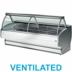 Comptoir vitrine réfrigérée à vitre bombée avec réserve- froid ventilé +0°/+2°C - TONGA PLUS - DIAMOND