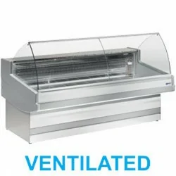 Comptoir vitrine boucherie réfrigéré à vitre bombée- froid ventilé +0°/+2°C - "Élégance Plus" - DIAMOND