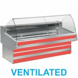 Comptoir vitrine boucherie réfrigéré à vitre bombée- froid ventilé +0°/+2°C - "Élégance Plus" - DIAMOND